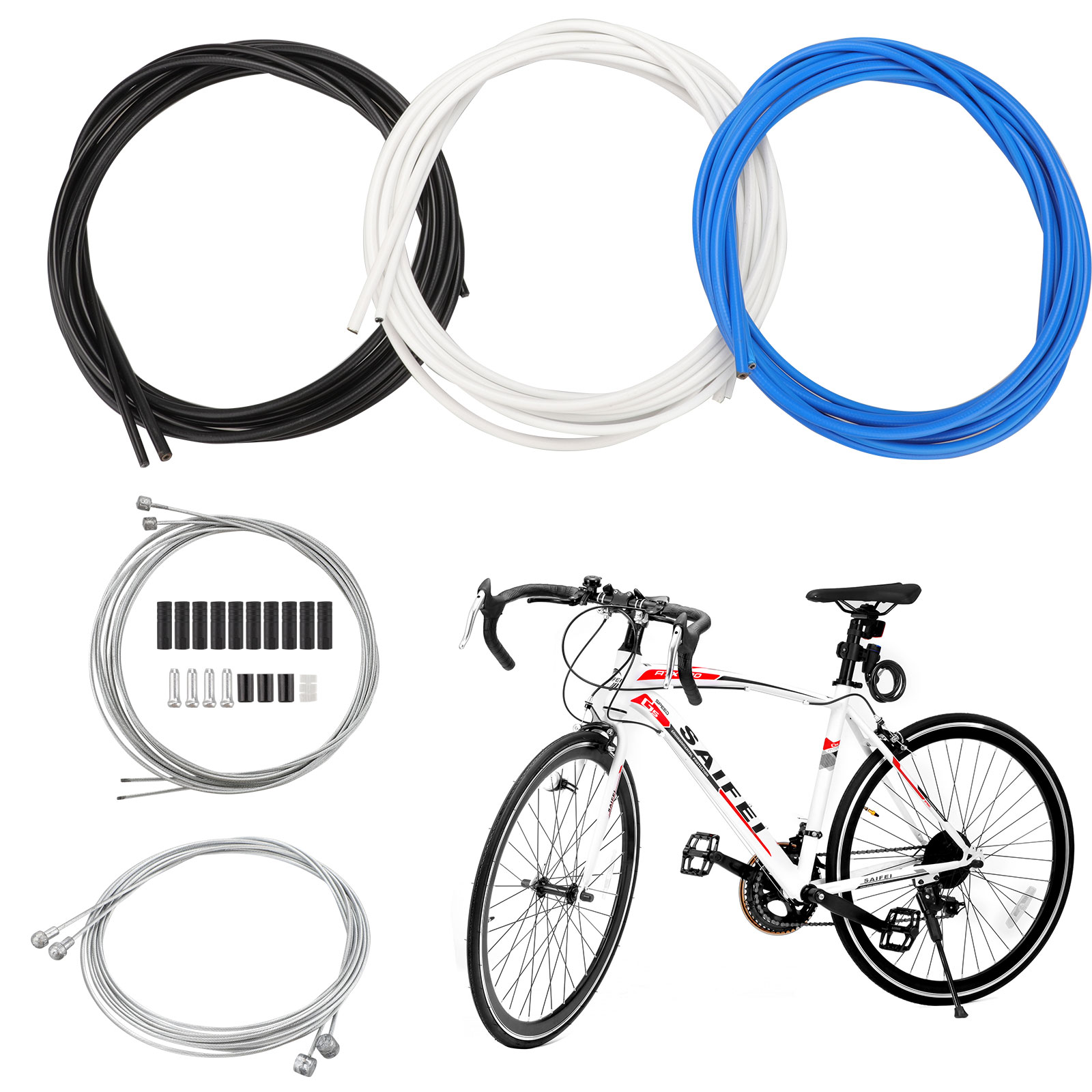 Fippy Universal Bicycle Shifter Cable Bike Brake Cable Set with Housing Replacement Control Line Set for Mountain Road Bike