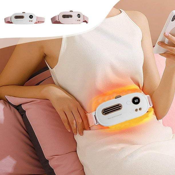 Cinturón recargable para masajeadores abdominales con 3 modos de calefacción y vibración - Blanco o rosa - Alivio portátil de tensiones para casa y oficina