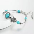 thumbnail image 4 of HOOUN 925 Silver Tibetan Turquoise Open Bangle Cuff Bracelet Women Wedding Jewelry-Silver#2, 4 of 5