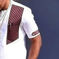 thumbnail image 3 of Men's African 2 Piece Set Dashiki Suit Short Sleeve Shirt and Pant Slim Fit Outfit Traditional Suit Clothing, 3 of 4