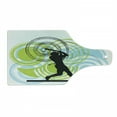 thumbnail image 1 of Baseball Cutting Board, Baseball Player with Circles on His Bat Wild Pitch Fast Win Do It, Decorative Tempered Glass Cutting and Serving Board, Wine Bottle Shape, Green Blue Black, by Ambesonne, 1 of 1