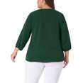 thumbnail image 3 of Agnes Orinda Women's Plus Size Tops Work Round Neck Ruffle Chiffon Blouse Office Top 3X Green, 3 of 6