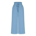 thumbnail image 6 of cFmduc Women's Baggy Pants Flowy Casual Wide Leg Pants Elastic Drawstring High Waisted Skirt Pants Comfy Trousers, 6 of 8