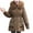 Coffee, variant on Fashion Winter Warm Hooded Coats for Womens Plus Size Casual Loose Solid Color Pocket Zippered Reversible Long Coat