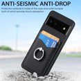 thumbnail image 2 of Carbon Fiber Patterned Case for Google Pixel 6, Wallet case with [360°Rotation Ring Kickstand] Credit Card Holder,PU Leather Shockproof Cover Women Men for Google Pixel 6, Black, 2 of 8