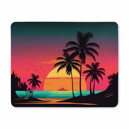 Beach Mouse Pad with Stitched Rubber Mouse Pad for Home Office Use,Pretty Cute Mouse Pad for Office Gaming Laptop Women Kids