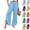 Sky Blue, variant on Linen Pants Women Wide Leg Summer Lounge Trousers Boho Flowy Palazzo Pant Fashion Beach Vacation Cotton Outfits 2026 Dark Blue 3XL