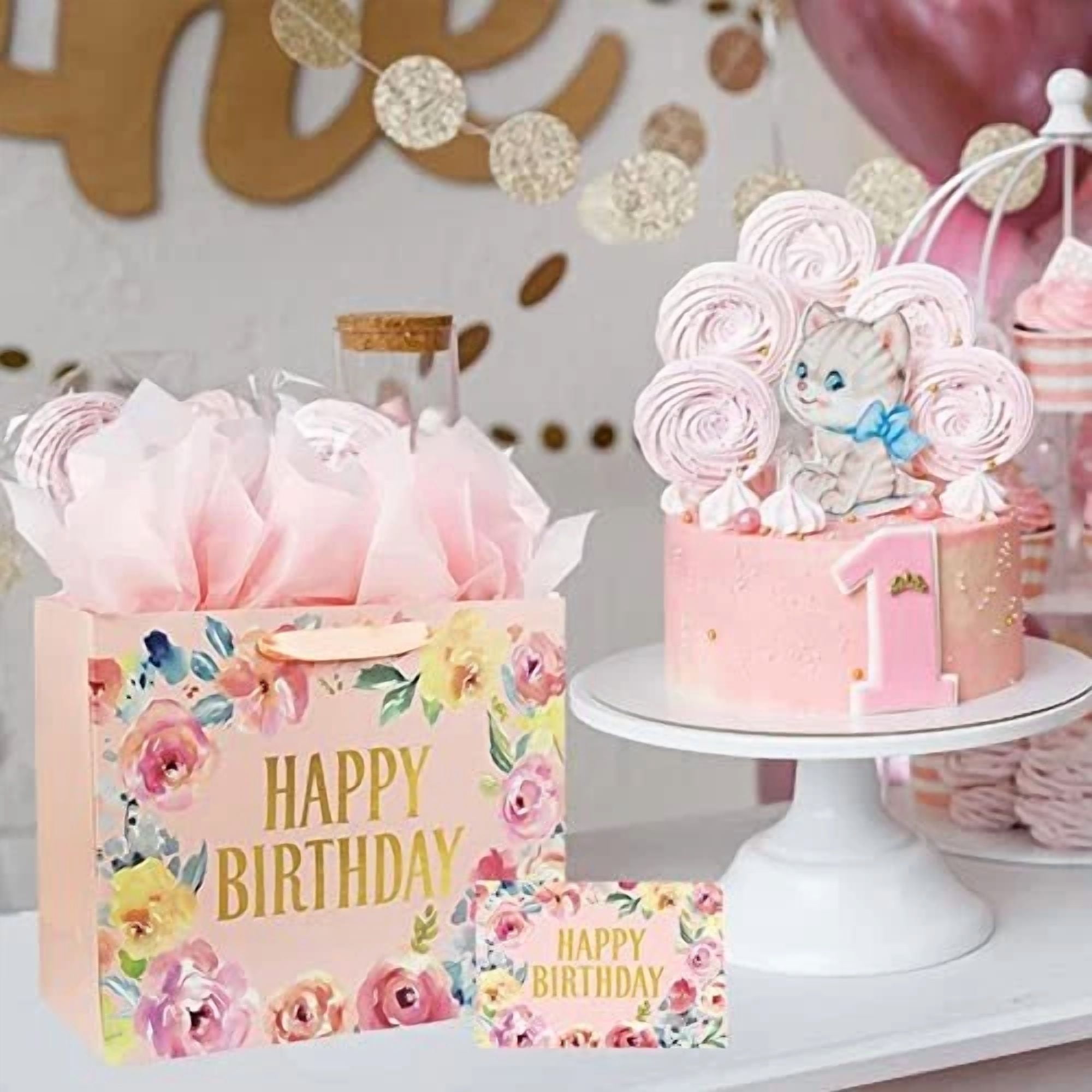 BUTTERFLY- 13" Large Happy Birthday Gift Bag With Card And Tissue Papers For Women Girls