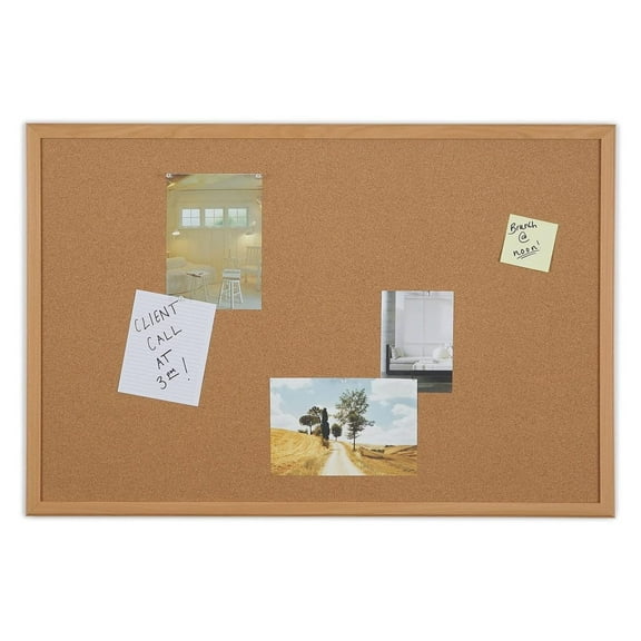 DyGTyX 1682316 Standard Cork Bulletin Board Oak Finish Frame 3-Ft W X 2-Ft H