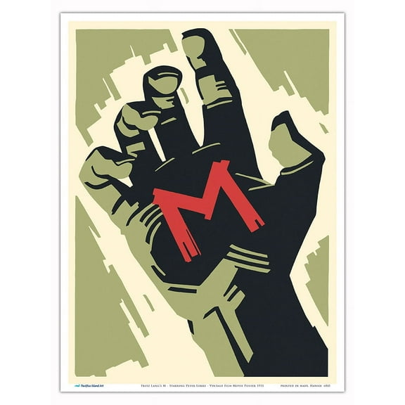 Fritz Lang’s M - Starring Peter Lorre - Vintage Film Movie Poster c.1931 - Master Art Print (Unframed) 9in x 12in