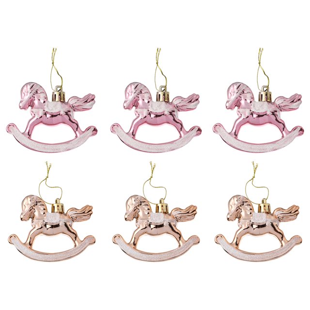 6 piezas de adornos colgantes para árbol de Navidad con forma de caballo.