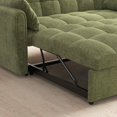 thumbnail image 4 of FFH 65" Futon Couch, 3-in-1 Pull Out Sofa Bed, Velvet Loveseat Sleeper with Adjustable Backrest for Living Room, Green, 4 of 6