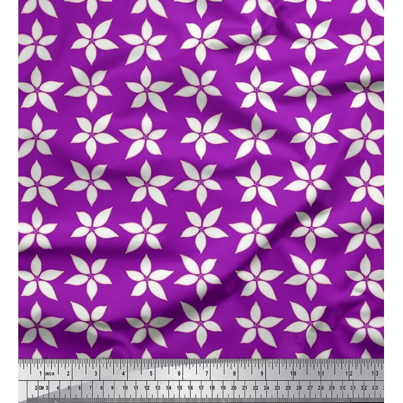 Soimoi Purple Cotton Jersey Fabric Jasmine Floral Decor Fabric Printed Yard 58 Inch Wide