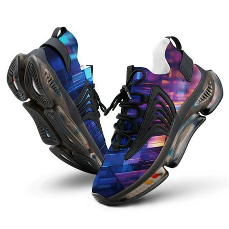 Colored Geometry Breathable Sneakers Women Shoes Spring Light Flats Male Lace-up Walking Footwear