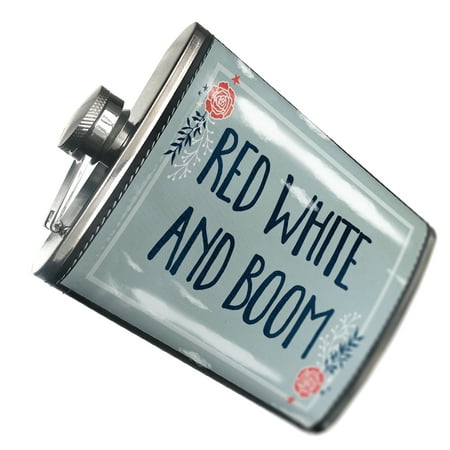 

NEONBLOND Flask Red White and Boom Fourth of July Roses and Stars