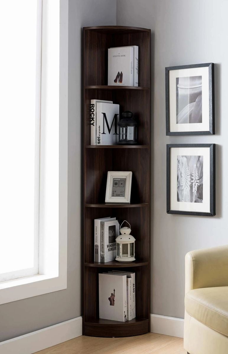 Details about   4 Tier Corner Shelf Stand Wood Display Storage Home Furniture Home Bookcase 