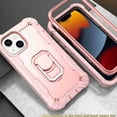 thumbnail image 5 of Dteck Back Case For Apple iPhone 13, Ring Stand Shockproof Hybrid Hard PC Soft Silicone Bumper Heavy Duty Shockproof Three Layer Drop Protective Girls Boy Cute Phone Case(Rosegold), 5 of 6