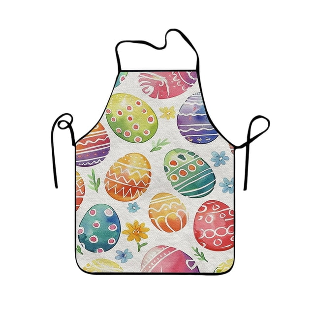 Cheapark Easter-Themed Kitchen Apron with Rabbit Egg Print for Cooking Baking Holiday Parties