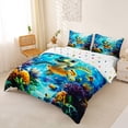 thumbnail image 2 of jejeloiu Cute Cartoon Turtle Bedding,Underwater Coral Print Duvet Cover Full For Boys,Blue Multicolor,Polkadot Reversible,3pcs,1 Duvet Cover and 2 Pillowcases, 2 of 6
