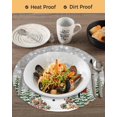 thumbnail image 3 of 13 Inch Round Placemats Set of 6, Grey Christmas Non Slip Heat Insulation PP Table Mats, Snowman Xmas Snowflake Botanical Tree Washable Place Mats for Kitchen Dining Party Table Decor, 3 of 7