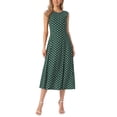 thumbnail image 4 of INSPIRE CHIC Women's Dress Polka Dot Tank Sleeveless A-Line Sundress Dark Green S, 4 of 6