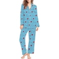thumbnail image 5 of VISALY Valentine Women Pajamas Heart Parinted Button Down Sleepwear Lounge Set Nightwear Lounge Set Comfy Sets Lightweight Sets Fall Pajamas Breathable Pajamas Loungewear Set Loungewear Sky Blue S, 5 of 5