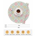 thumbnail image 6 of 15 Inch Round Placemats Set of 6, Pink Green Flowers Non Slip Heat Insulation PP Table Mats, Country Botanical Abstract Floral Patterned Washable Place Mats for Kitchen Dining Party Table Decor, 6 of 7
