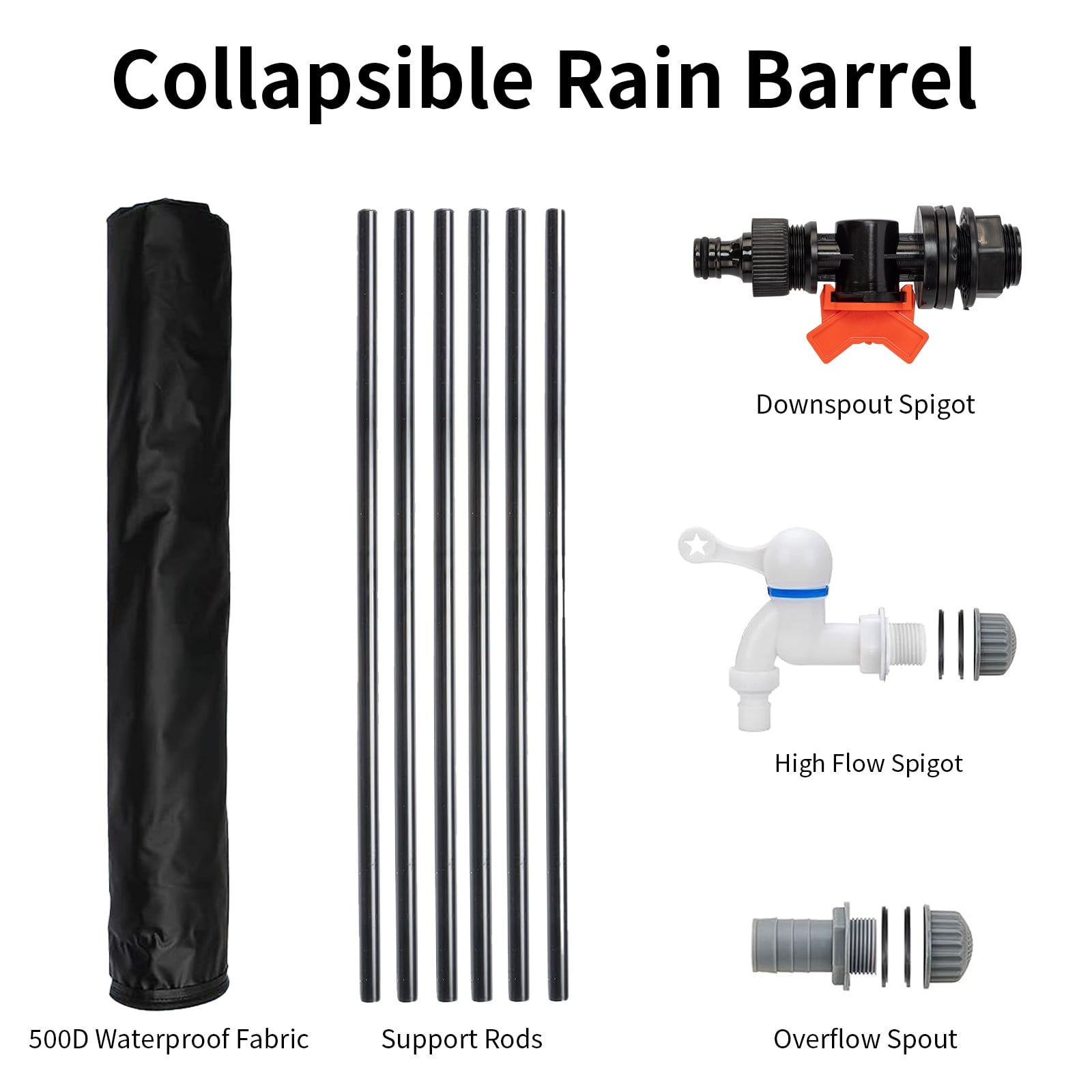 Ktaxon 100 Gallon Collapsible Rain Barrel, Portable Water Storage Tank - Black