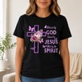 thumbnail image 3 of Blessed by God Saved by Jesus Christian Cross Floral T-Shirt, 3 of 9