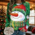 thumbnail image 1 of asdoklhq Christmas Ugly Christmas Sweater Women Christmas Fashion Casual Printed Round Neck Loose Long Sleeve Capless Sweatshirt Top Green L, 1 of 3