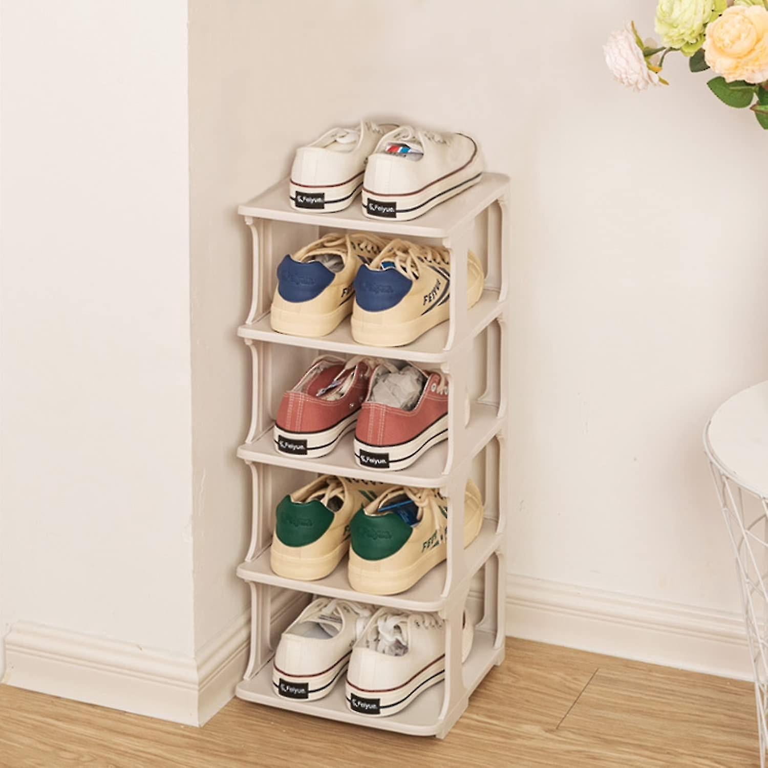 Shoe Rack Narrow Shoe Tower Space saving Shoe Rack 4 compartment Storage Rack Shoe Storage Compact Large Capacity white Walmart