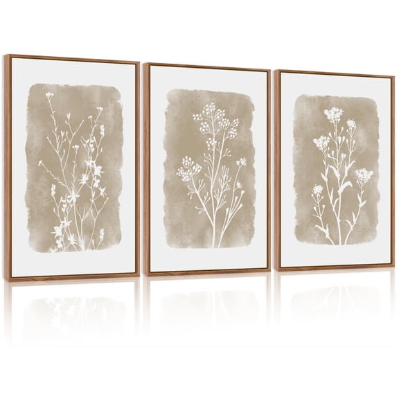 UNFFRAMED Luvia Set of 3 Botanical Farmhouse Poster Wall Art Rustic Floral Plant Prints for Living Room Bedroom and Bathroom Decor Set 3 Prints 8x12