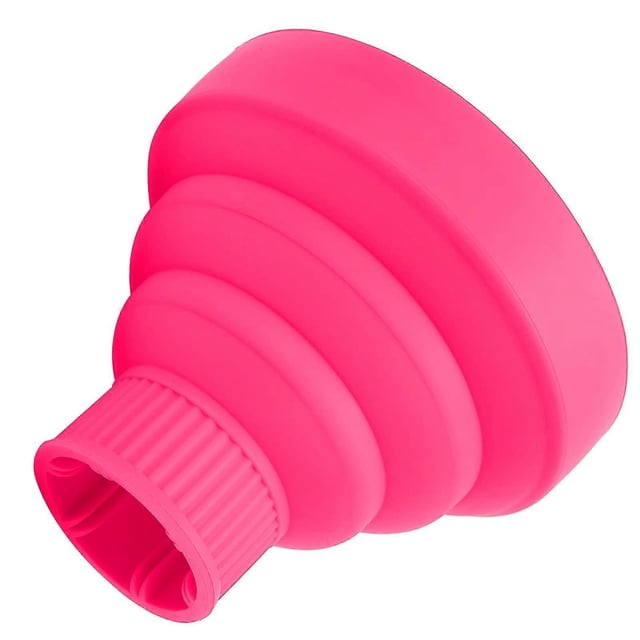Difusor universal plegable de silicona para secador de pelo, ideal para cabello rizado, color rosa. Accesorio de viaje plegable.