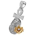 thumbnail image 3 of Real Diamond 0.60 Ct. Egyptian King Tut Pharaoh Ankh Cross Charm Pendant White Gold Finish +Chain, 3 of 4