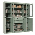 thumbnail image 2 of Palace Imports 100% Solid Wood Kitchen Pantry Storage Cabinet with Glass Doors, Adjustable Shelves and 2-Drawers, Sage, 2 of 5
