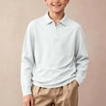 thumbnail image 3 of StSilkitty Kids Long Sleeve Golf Shirts Quarter Zip Collared School Uniform Dress Shirts Lightweight Soft Comfy Tees, 3 of 9