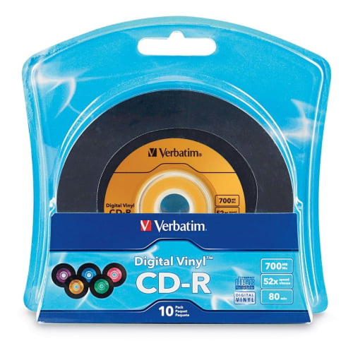 Verbatim 96858 Verbatim Digital Vinyl 52x CD-R Media - 700MB - 120mm Standard - 10 Pack Blister Pack Walmart.com