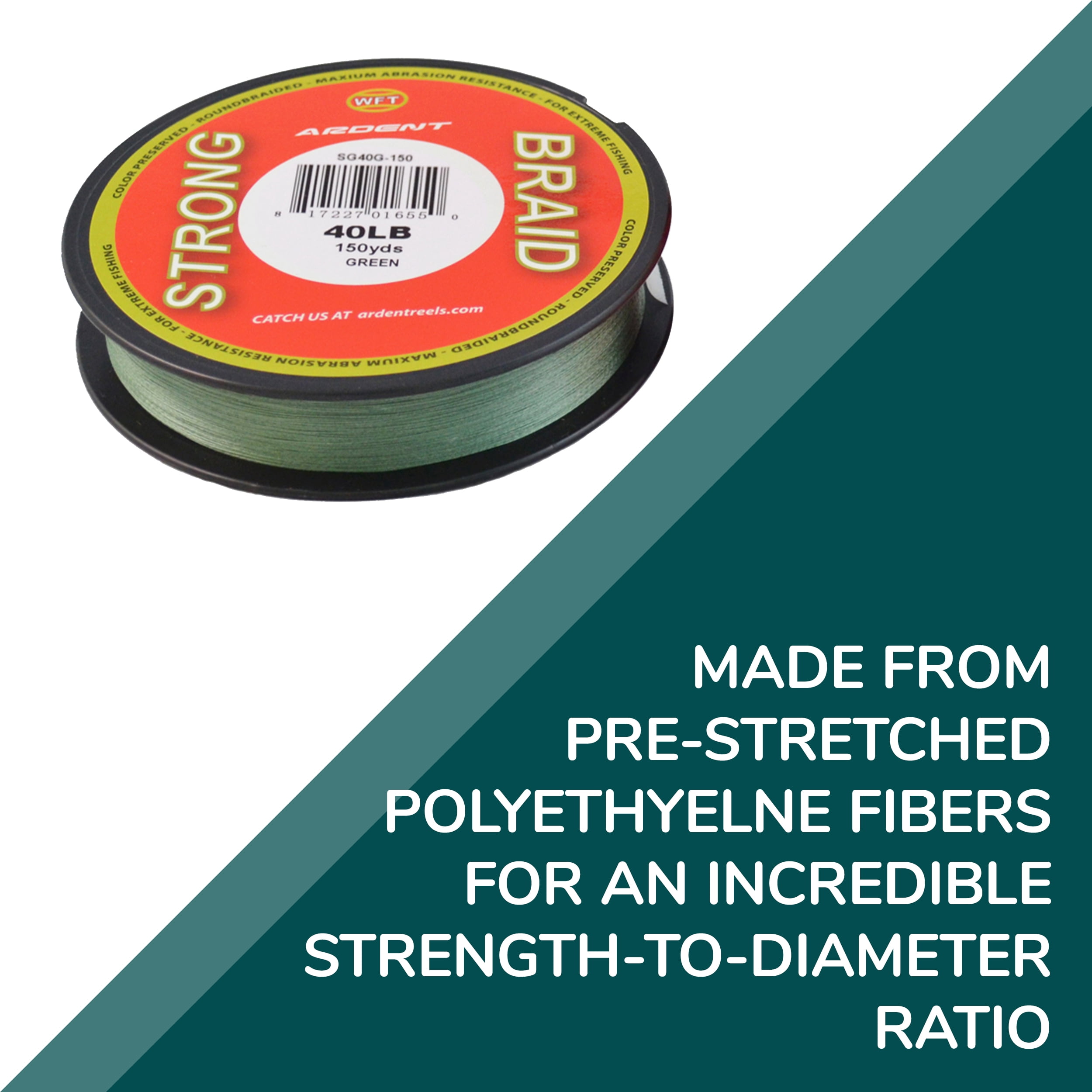 Ardent Strong Braid Fishing Line – Green, 65 Lb, 150 Yards – Super Strong, Round Braid For Long Casts