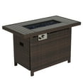 thumbnail image 3 of Aoxun Propane Fire Pit Table, 40 in CSA Propane Fire Table Rectangular, 50,000 BTU Auto Ignition Gas Fire Pit for Outside Patio Deck, Brown Wicker, 3 of 13