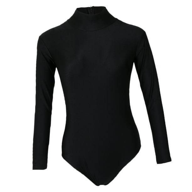 Desde 1 pieza de maillot de gimnasia para mujer, de manga larga, cuello alto y con cremallera en la espalda, o 2XL