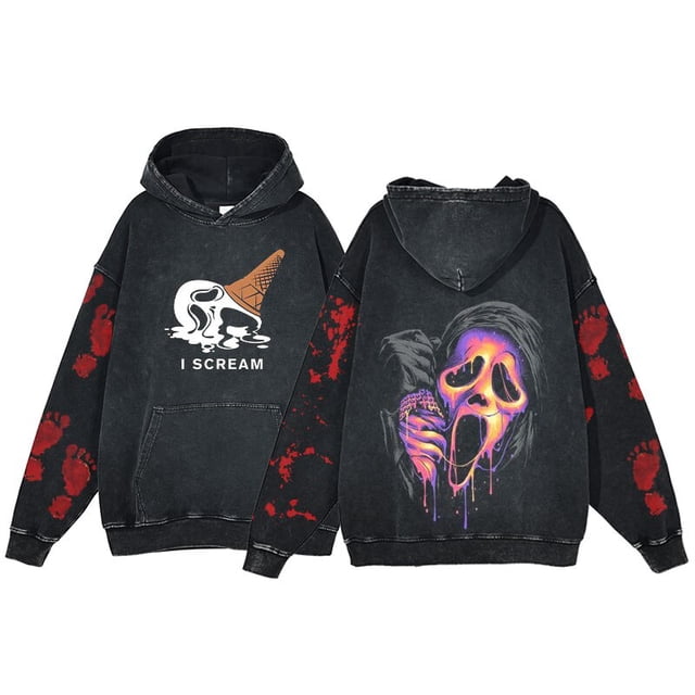 Sudaderas con capucha con cara de fantasma para hombre, ropa de calle Harajuku con estampado de terror de película, Hip Hop, Y2k, Tops casuales Unisex