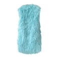 thumbnail image 2 of JGGSPWM Women's Long Faux Furry Vests Shaggy Sleeveless Jacket Coat Outerwear Sky Blue 2XL, 2 of 5