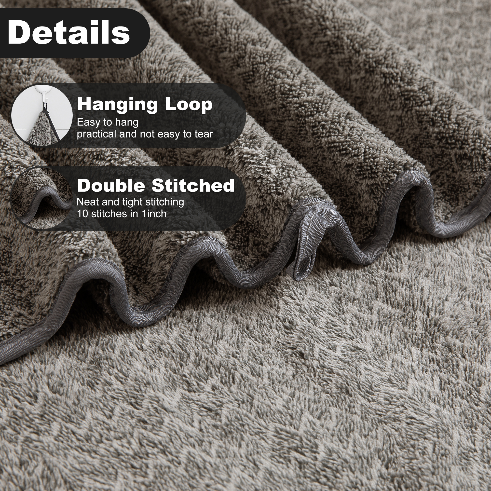 Smuge 6 Piece Dark Coffee Bath Towel Set, 2 Bath Towels, 2 Hand Towels, 2 Washcloths, Soft Microfiber Shower Towel for Bathroom