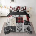 thumbnail image 2 of Homewish Western Cowgirl Cowboy Twin Bedding Sets 7-Piece, Grey Red Patchwork Bedding Comforter Set, Tribal Dreamy Catcher Reversible Sheet Sets, Microfiber Bedroom Decor, 2 of 7