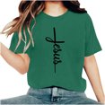 thumbnail image 1 of Camisetas de Cuello de Tripulación de Manga Corta para las Mujeres Cartas de Impresión de Pascua Camiseta de Manga Corta, Spandex de Poliéster, 1 of 5