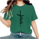 thumbnail image 1 of Camisetas de Cuello de Tripulación de Manga Corta para las Mujeres Cartas de Impresión de Pascua Camiseta de Manga Corta, Spandex de Poliéster, 1 of 5