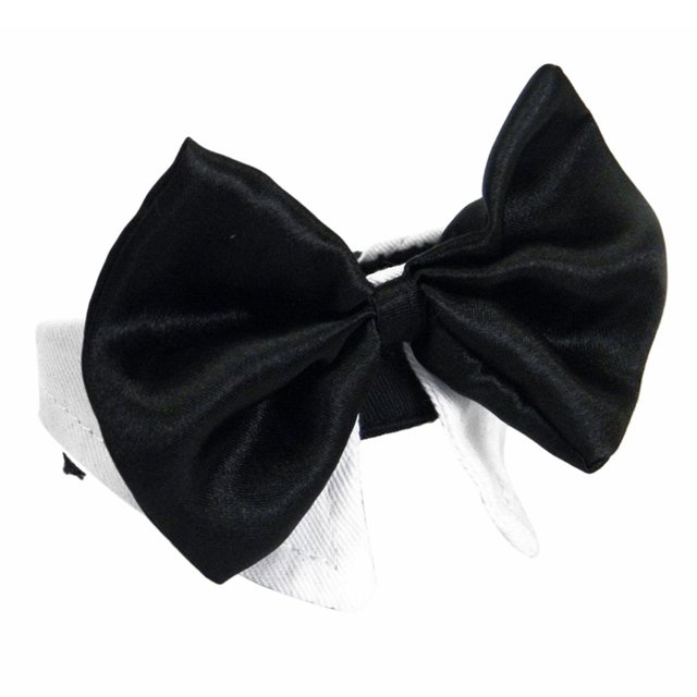 Lazo de cuello ajustable del Bowknot del animal doméstico para la decoración de la de vacaciones de Navidad - , L Blanco Yinane Collar de lazo para mascotas