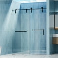 thumbnail image 4 of 56"-60" W x 76" H Frameless Shower Door, Single Sliding Shower Door, 5/16" (8mm) Clear Tempered Glass Shower Door Explosion-Proof Film, Stainless Steel Hardware, Matte Black 24D210-60MB-COMBO-1, 4 of 4