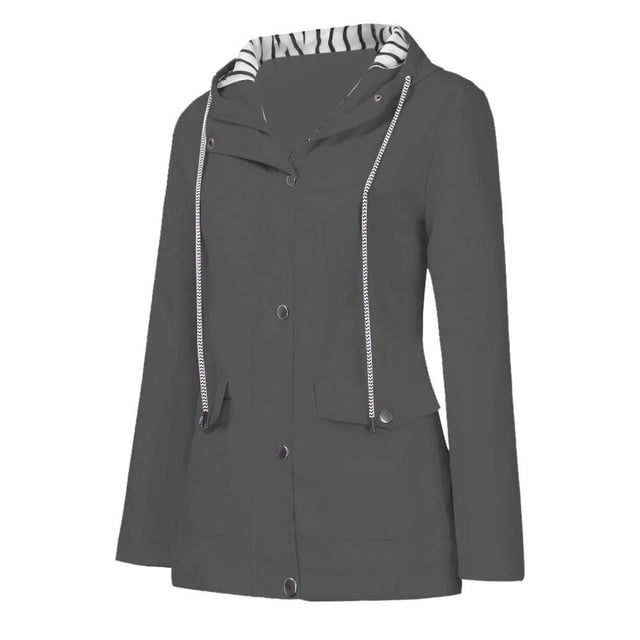 Kcodviy Manteau de Pluie Uni pour Femme Manteau en Denim Extérieur Grande Taille Imperméable Manteau à Capuche pour Femme Imperméable en Molleton Coupe-Vent