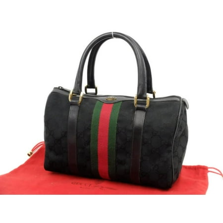 - Gucci Boston Sherry Monogram Web 229819 Black Canvas Satchel